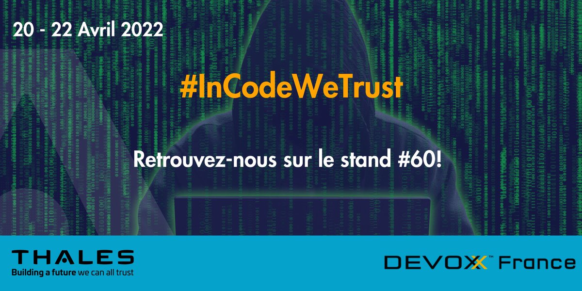 [Event] Thales participe au salon #Devoxx destiné aux développeuses et développeurs 💻 
Retrouvez nous au stand 60 !
📅Les 20, 21 et 22 avril
#InCodeWeTrust <a href="/DevoxxFR/">DevoxxFR</a>