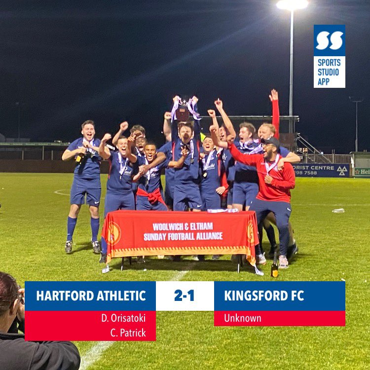 Result

<a href="/HartfordAthFC/">Hartford Athletic</a> v <a href="/Kingsford_FC/">Kingsford FC</a> 
                            2-1
Goal of the season contender and a composed penalty to lift our first trophy in our first season 🏆

Massive thanks to everyone that came and supported the boys! <a href="/StevePerry81/">Steve Perry</a>, quality 👊

#HATH