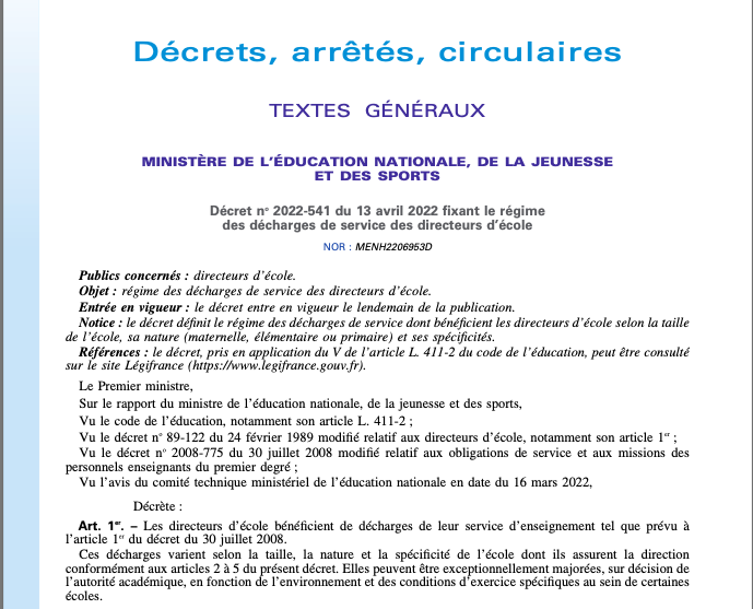 Daniele_herin's tweet photo. Parution ce jour du décret sur les décharges de direction :
👉 décharges selon la taille, nature et spécificité de l’école
👉décharge complète à 12 classes
👉ULIS comptée comme une classe
👏Merci à @jmblanquer qui a tenu son engagement pris lors des débats sur la #PPLdirecteur. https://t.co/96xTe1nVbE