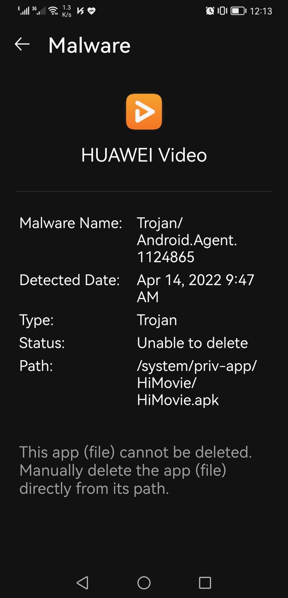 mojtabanow's tweet photo. After #Huawei #EMUI12 upgrade on #Mate20 #ahnlab #v3 antimalware classified setting and Video apk app as #malware 

#false_positive 
#Security 
#Mobilephones https://t.co/NtDN83MNOw