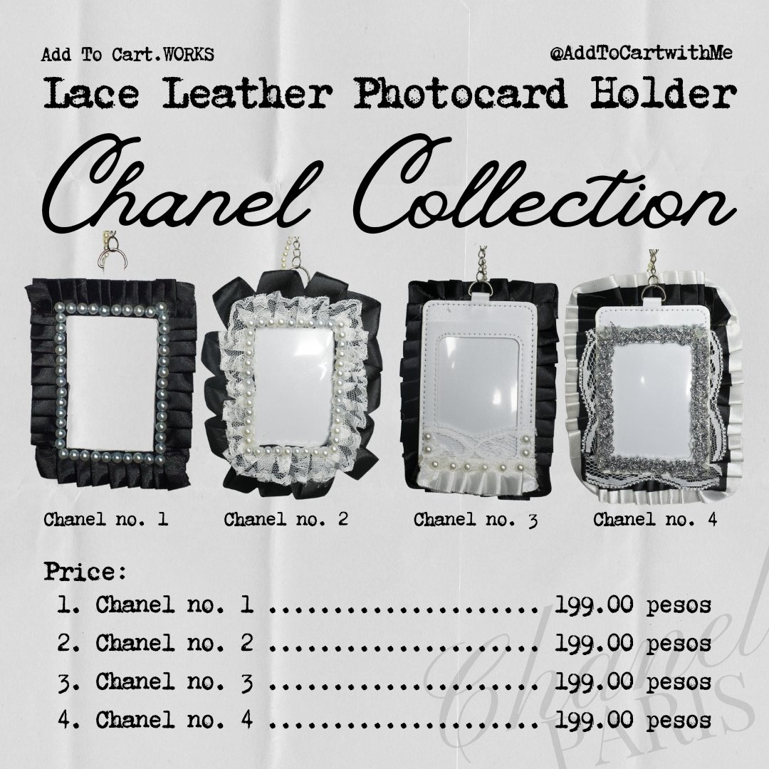 AddToCartwithMe's tweet image. ❋ Leather Photocard Holder "Chanel Collection" ❋
٩(◕‿◕)۶

❋199 pesos + lsf
❋ DOP: April 25, 2022
❋ comes with 9 unofficial photocard of your choice!
❋ ETA: 2 to 4 weeks
❋ MOD: Shopee Checkout

Order form:docs.google.com/forms/d/1CzH35…