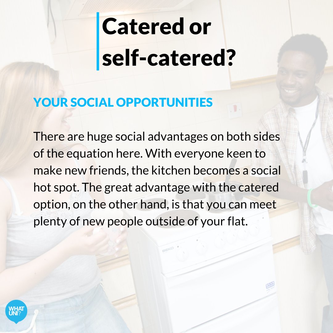 Whatuni's tweet photo. Like putting your cooking skills to the test?

Or prefer having food made for you? 

Here's a comparison to help you decide between catered and self-catered student accommodation.

Read more: https://t.co/QjdpWjt87z

#catered #catering #food #accommodation #uni #selfcatered #uni https://t.co/2q862eM9RG