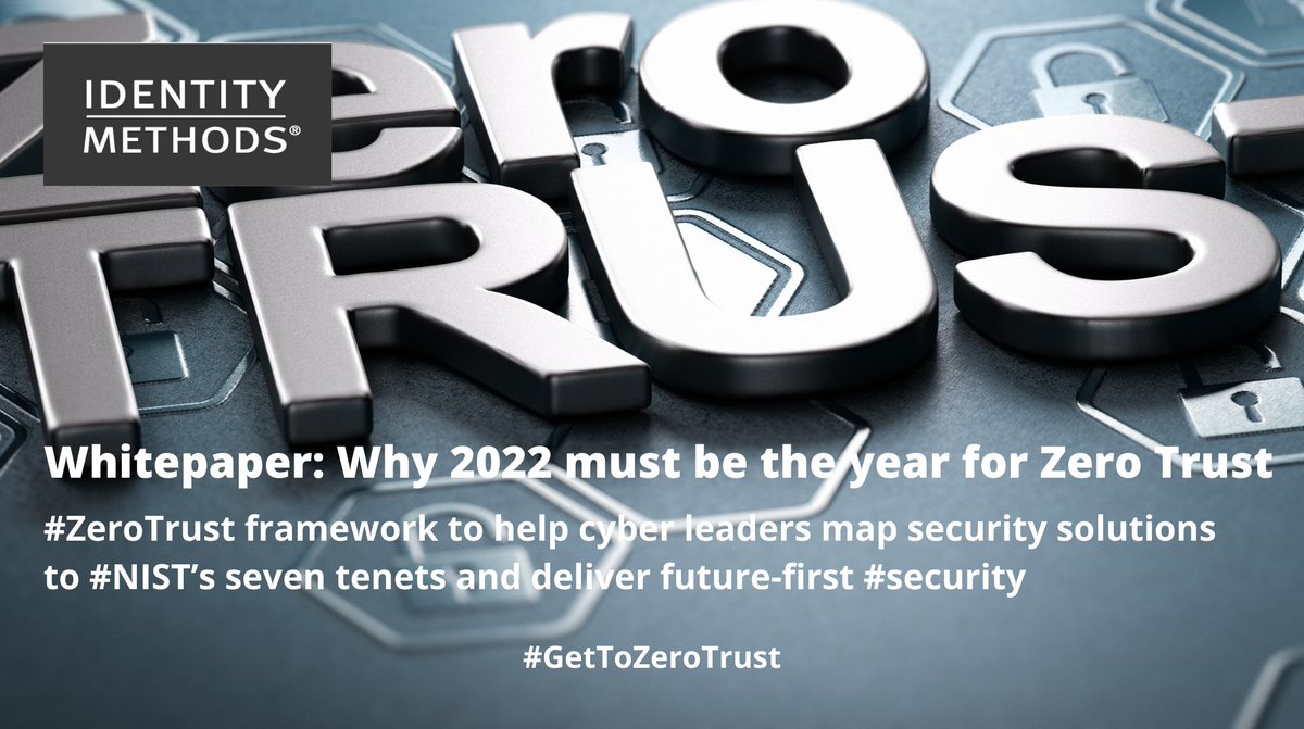 IdentityMethods's tweet image. #ZeroTrust begins with the adoption of a ‘Never Trust and Always Verify’ philosophy. This whitepaper explains how the mapping of security solutions to #NIST’s 7 tenets will help better monitor and protect the connected enterprise. #GetToZeroTrust  loom.ly/9A1uQIE