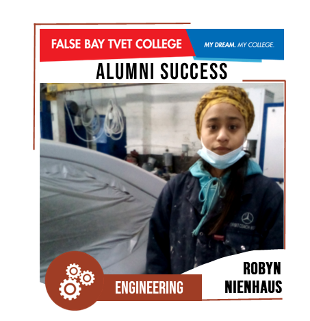 FalsebayCollege's tweet photo. Alumni Thursday!
Our Alumni for today is Robyn Nienhaus a trailblazing spraypainter, one of a growing number of women making inroads in the male-dominated automotive repair industry. Read more https://t.co/NbDweJ7qb5
#AlumniThursday #ThrowBackThursday #MyFBC #CareerGoals https://t.co/FtCGnQ2cho