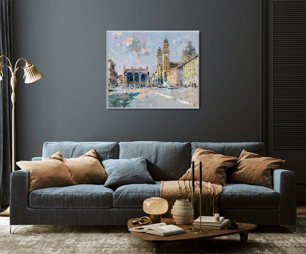 The new collection of gorgeous impasto paintings by Frank Getty is now available, including this stunning painting of #Munich

#munichsquare #painting #impasto #paletteknife #oilpainting