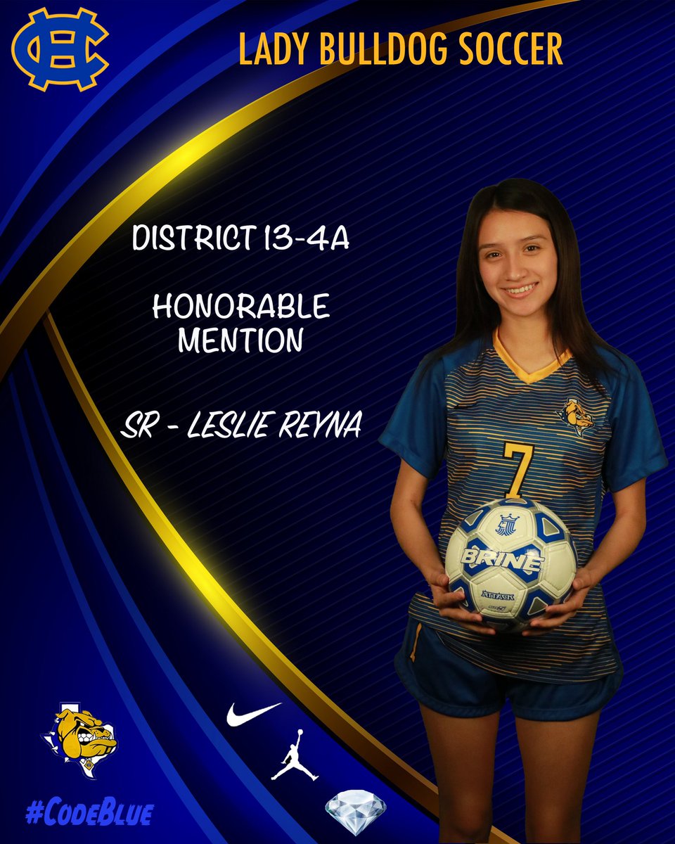 Congratulations to our Lady Bulldogs All-District Selection! Great Season and Well Deserved!#WeApplyPressure 💙⚽️💛🐾💎🔥 Honorable Mention!