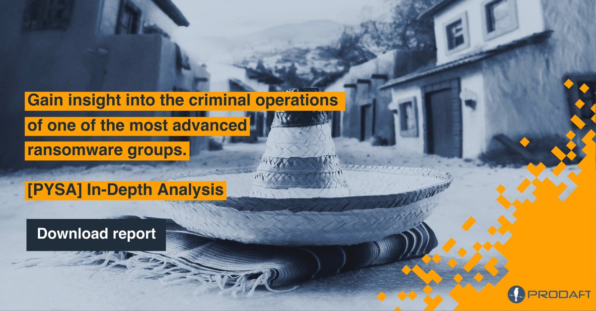 PRODAFT's tweet photo. "Protect Your System Amigo", they said.

PYSA is listed as one of the most advanced ransomware groups. They target government agencies 🏛️, educational institutions 🏫, and the healthcare sector 🏥.

Our latest report covers everything related to PYSA: ���: https://t.co/5bGigqZE2o https://t.co/MKlHn8NCDy