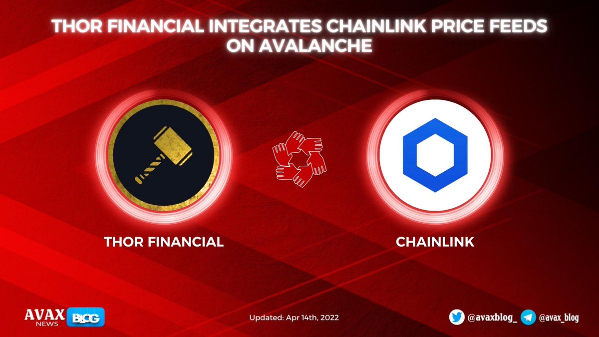 avaxblog_'s tweet photo. ⚡️@_ThorFinancial Integrates @chainlink Price Feeds on @avalancheavax
By integrating the industry-leading decentralized oracle network, #ThorFinancial has access to high-quality🤩
More details:
👉https://t.co/FYmxLKWd2j
#AVAXBlog #AVAX $AVAX https://t.co/sTjK76w5jc