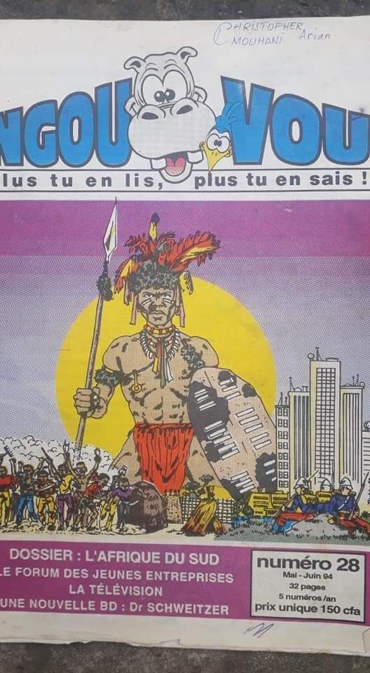 koolmasta's tweet photo. Aujourd'hui J'ai eu la chance de rencontrer Mr. Cyriaque Goma un des dessinateurs du magazine Ngouvou. Pour la petite histoire, ce magazine était une référence pour les jeunes congolais avant 97 au même titre que Kouakou, Kalao et planète jeune. Un projet est en cours! #NaSepeli https://t.co/Cg7ZD7DGjC