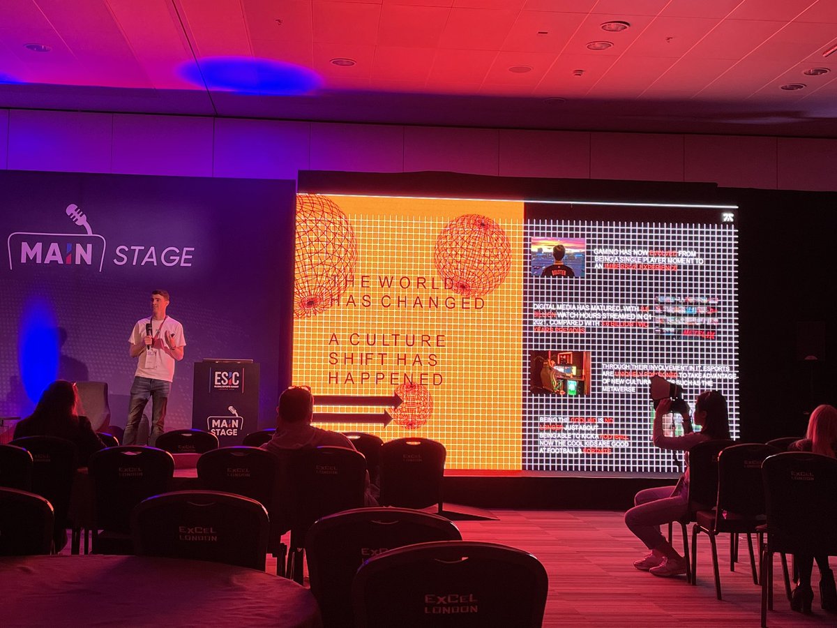 Dom_Sacco's tweet photo. Fnatic wins the award for the most garish slide at the #ESICSummit
In all seriousness, @Edd_Gregory making some good observations on the industry, growing demand from brands and how esports is making a difference to their businesses in terms of engaging with the esports audience https://t.co/qQ5jGMLwyp