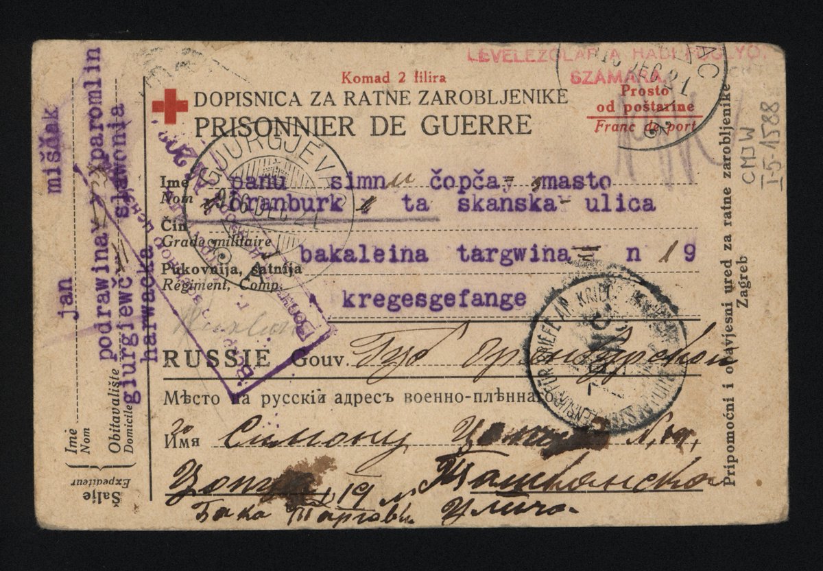 CMJWLamsdorf's tweet photo. #NaszeSkarby | Kartka pocztowa z czasów #WWI wydrukowana przez Biuro Informacji ds. Jeńców Wojennych w Zagrzebiu, działające w ramach #MKCK. https://t.co/VInVuCGNTW