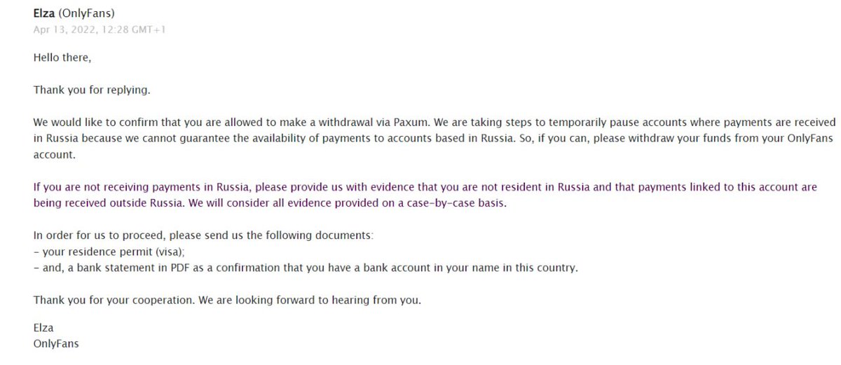 StellaStephan69's tweet photo. Hello @onlyfanssupport!
Why u randomly banning Russian models for borning in Russia? You said that you can’t pay for them, really? You lie, you able to pay by paxum. Some of them you say that prohibited nationality, so really? 

@apagunion #stophaterussians https://t.co/o3lSobYFvT