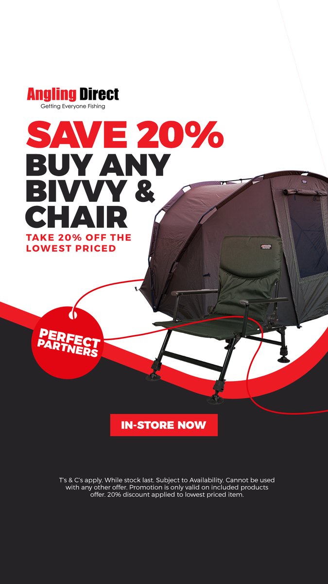 Easter special’s 
Buy any bivvy  and a chair 
We will take 20% off the lowest item
