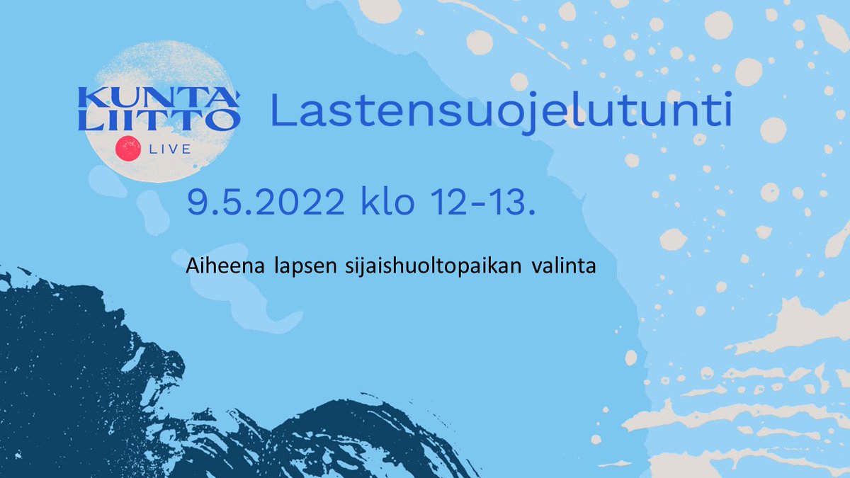 Toukokuussa 9.5. nähdään jälleen lastensuojelutunnilla, kun puhumme sijaishuoltopaikan valinnasta! 

Mitä tulee ottaa huomioon sijaishuoltopaikan valinnassa? Mitä merkitystä on hoidon jatkuvuudella? 

Merkitse päivä kalenteriisi 📅

kuntaliitto.fi/sosiaali-ja-te…