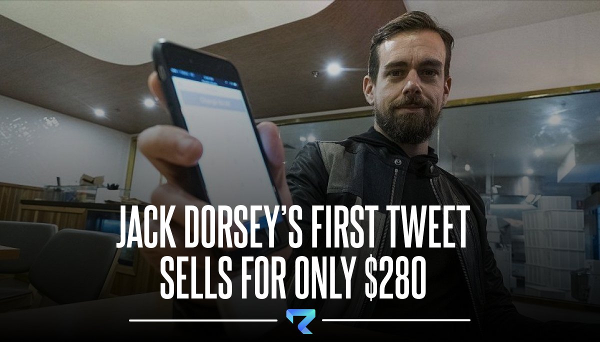 reactiv3studios's tweet photo. #Breaking: Twitter CEO Jack Dorsey's first tweet sells for only $280 after being put on sale for $48 million last week. The tweet was purchased for $2.9 million back in 2021. https://t.co/TKLwJRbDki