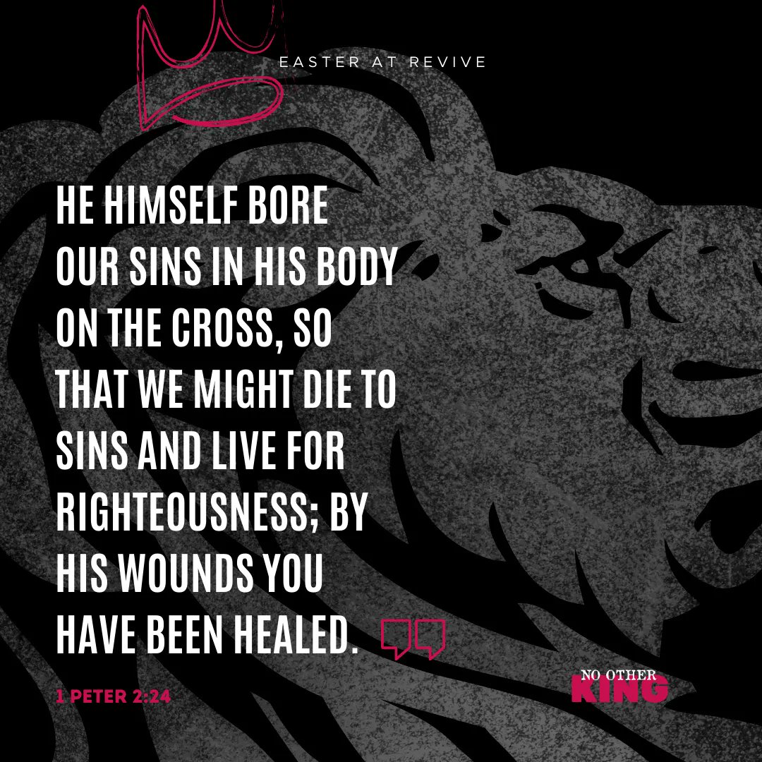 ReviveChurchUK's tweet photo. "He himself bore our sins in his body on the cross, so that we might die to sins and live for righteousness; by his wounds you have been healed." 1 Peter 2:24 #EasterIsComing #NoOtherName #SundaysAtRevive https://t.co/IqXGNnVB7W
