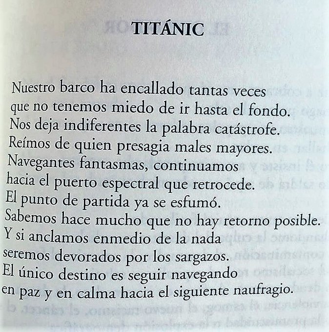 El #Titanic naufragó la noche del 14 al 15 de abril de 1912, hace hoy 110 años. José Emilio Pacheco le dedicó años después este poema, que hoy rescatamos de otro naufragio con la esperanza de llegar juntos a alguna orilla.