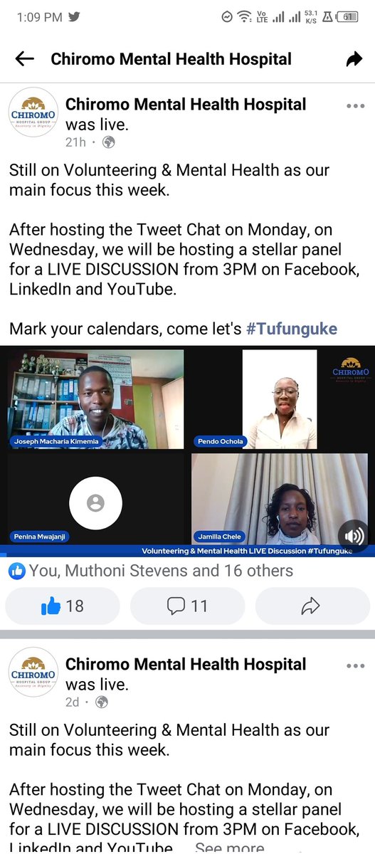 J_YouthAdvocate's tweet photo. Here's yesterday session on Mental Hea5 &amp; Volunteering Courtesy of @ChiromoHospGrp  and mental Mental health practitioners
@PJeckonia 
@UnganoTena 
@NairobiYac 
@NivisheF 
@AKU_BMI 
@LVCTKe https://t.co/H3SPOfobw9