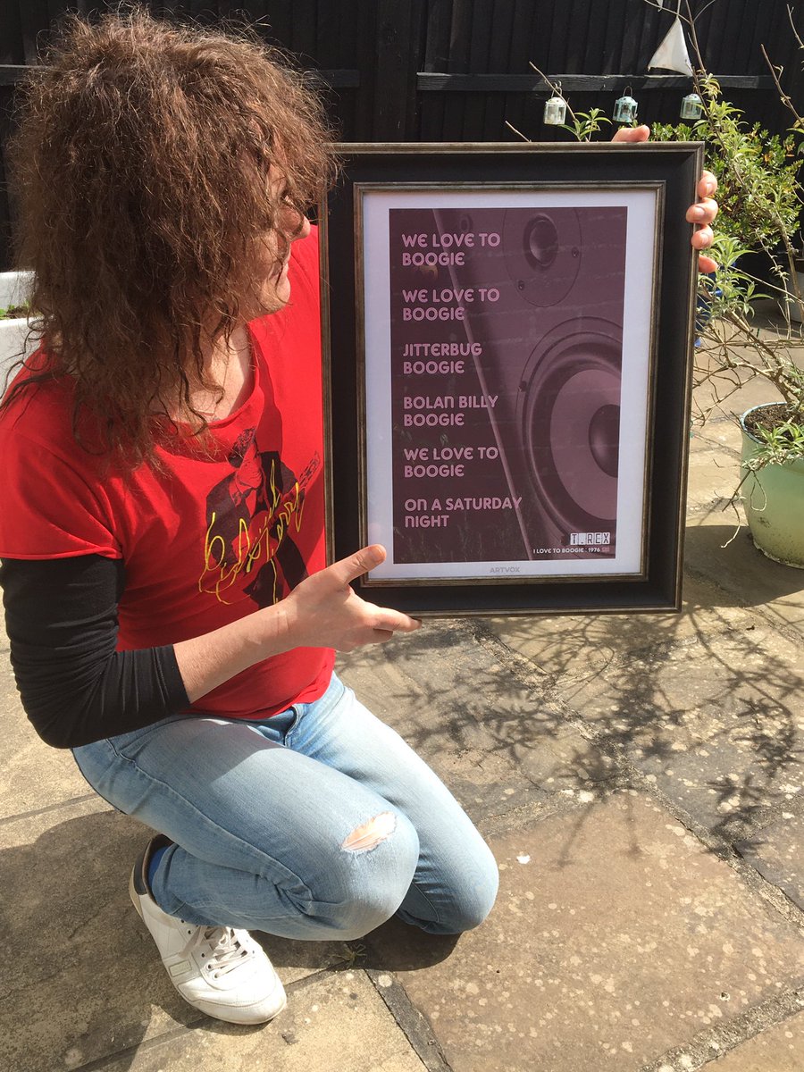 TRextasyBand's tweet photo. After informing Artvox of the incorrect lyrics on their art-print of ‘I Love To Boogie’ they have kindly sent me an art-print of the corrected wording. I wasn’t expecting it - thank you very much! #marcbolan #trex #ilovetoboogie #1970s @MarcBolan1977 @T_Rex_Official #trextasy https://t.co/iKq1E86LxI