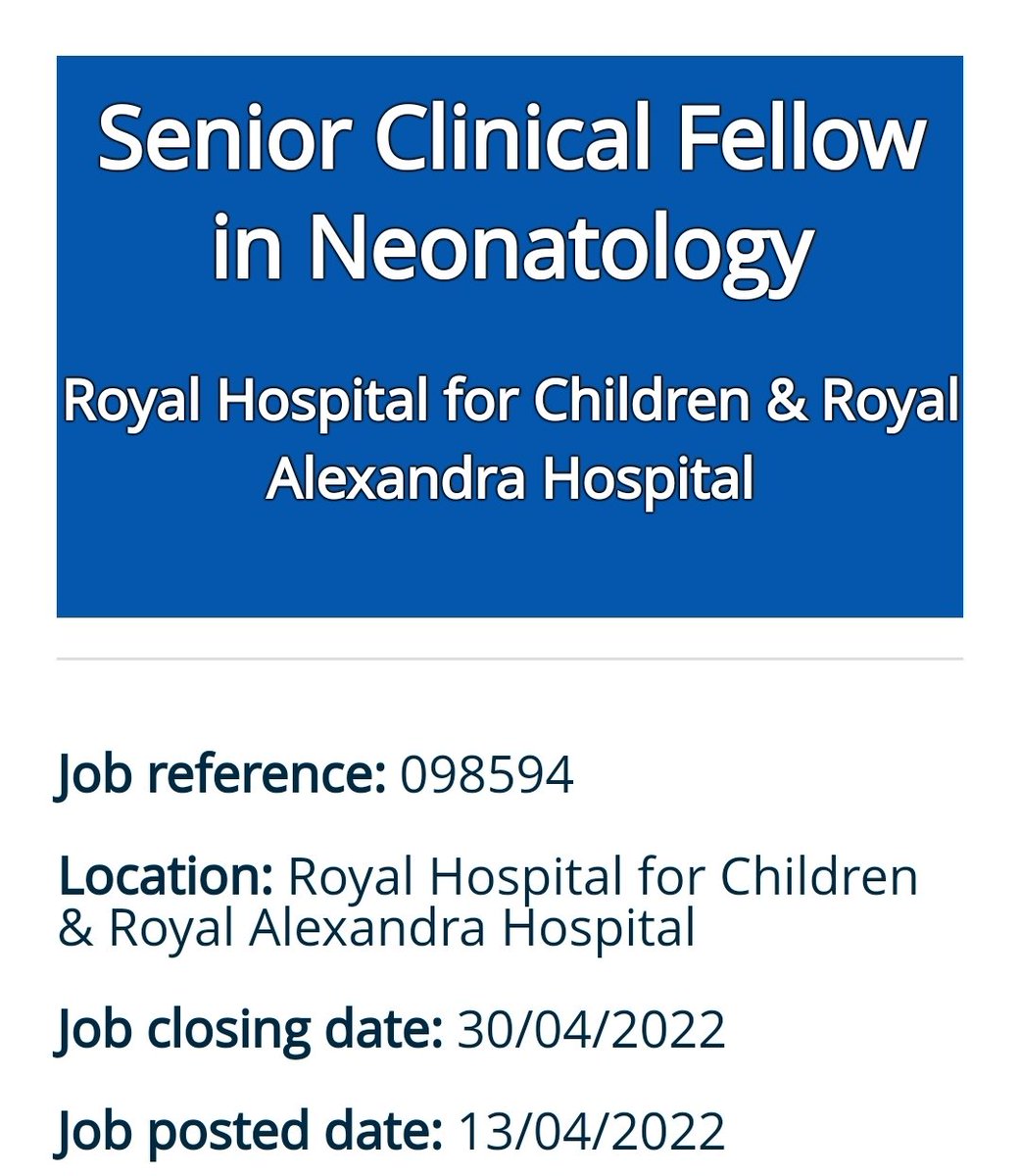An excellent opportunity to come and work with us in Glasgow. Why not get in touch to discuss possibilities? Advert here.... apply.jobs.scot.nhs.uk/displayjob.asp…
