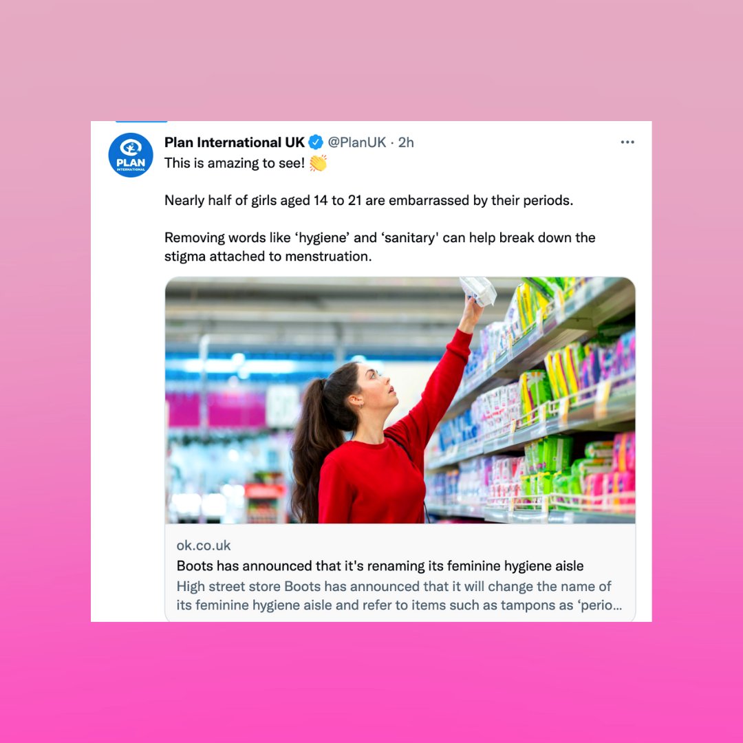 Boots and Asda have taken the progressive step to change the signage in their stores from “feminine hygiene and care” to “period products”.

Read more on our insta👀

#Menstruation #BloodyGoodPeriod #PeriodProblems #MenstruationInTheNews #Periods #CurrentEvents #PopCulture