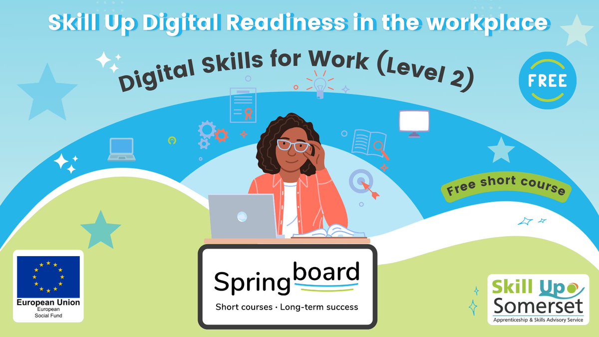 SkillUpSomerset's tweet photo. ⭐Free short courses - Skill Up Springboard ⭐
💻Digital Readiness in the workplace
👩‍💻Digital Skills for Work (Level 2)
🔗Find out more: https://t.co/K84BB5vtf4

#SkillUpSpringboard #shortcourses #somersetbusinesses #tastercourse #smallbusiness #digital #digitalskills  #level2 https://t.co/jxmGMJ6Xrw