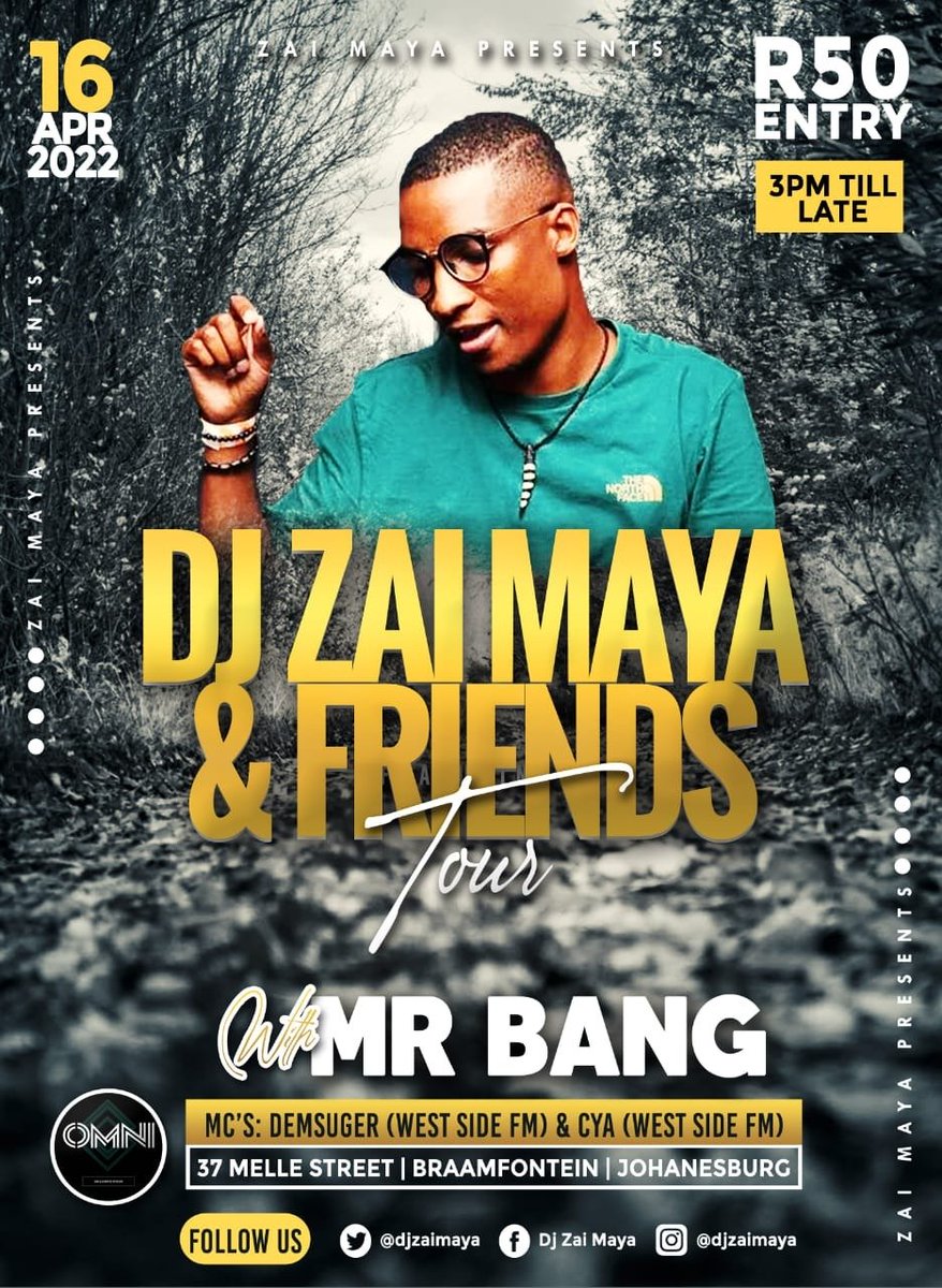 HMRSTUDIOSA's tweet photo. This Saturday 16th April 2022 
IN BRAAMFONTEIN
DJ ZAIMAYA
DJ ZAIMAYA
DJ ZAIMAYA
DJ ZAIMAYA
DJ ZAIMAYA
DJ ZAIMAYA
DJ ZAIMAYA
DJ ZAIMAYA https://t.co/BDTIkfwS2d