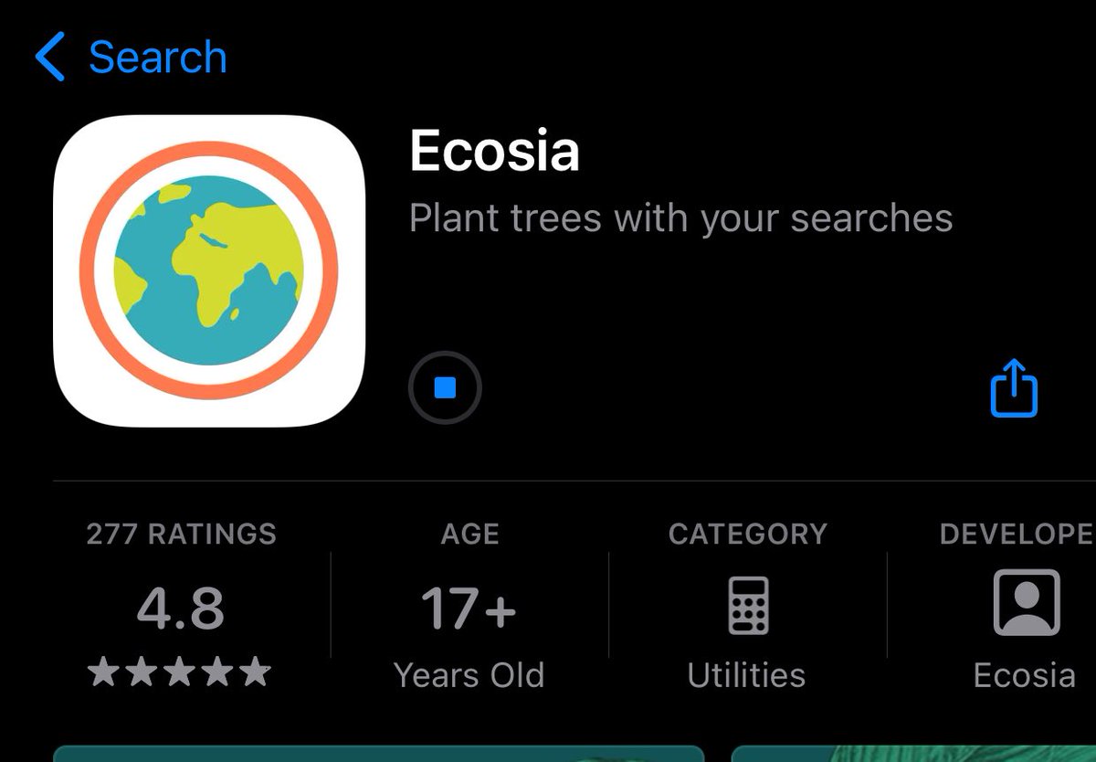 everyone,  please  use  the  ecosia   app   instead  of  chrome,  google,  or  safari  when  searching  someting. Every  search  there  plants  a  tree !!  ©
