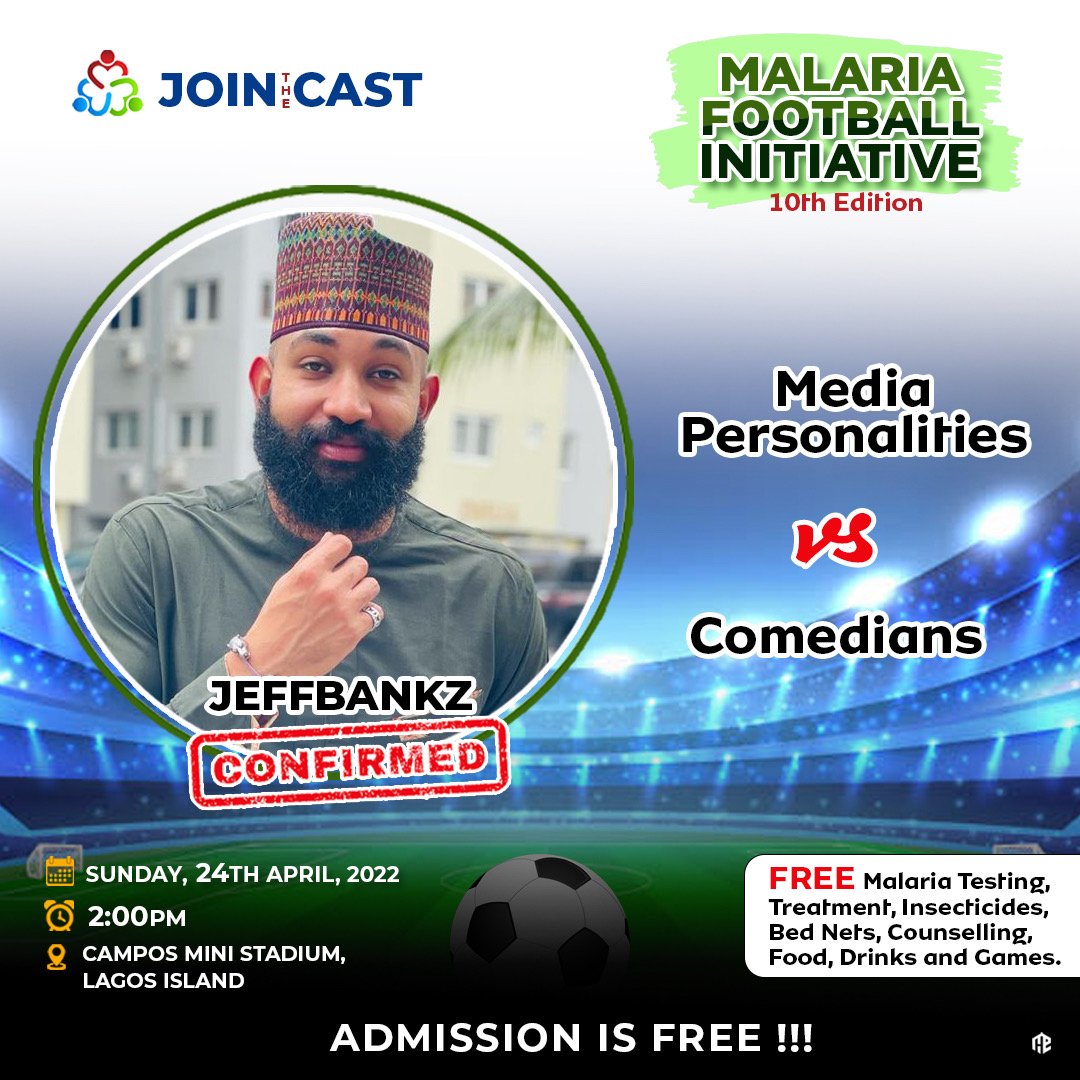 JoinTheCast's tweet photo. The main Goal is Winning the War against Malaria.

#JoinTheCast #Comedians #MediaPersonalities #JoinTheCastMalariaFootballInitiative
#Football #GettingToZero
#WorldMalariaDay #Malaria
#WorldMalariaDay2022 https://t.co/0qiKRtYdT0