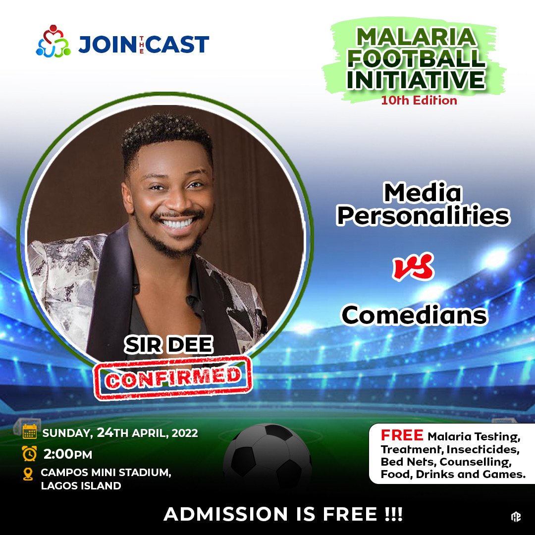 JoinTheCast's tweet photo. The main Goal is Winning the War against Malaria.

#JoinTheCast #Comedians #MediaPersonalities #JoinTheCastMalariaFootballInitiative
#Football #GettingToZero
#WorldMalariaDay #Malaria
#WorldMalariaDay2022 https://t.co/0qiKRtYdT0
