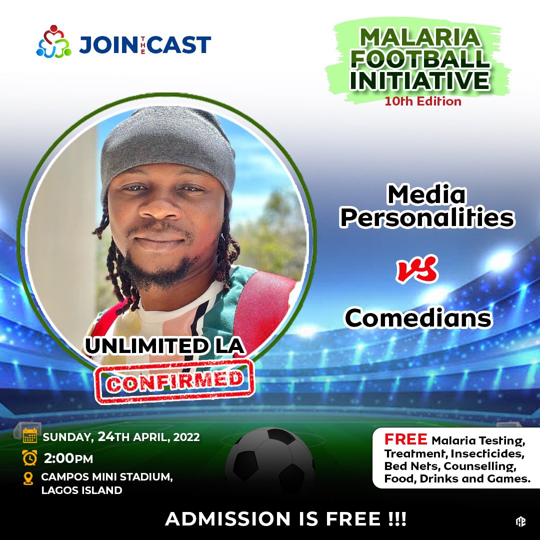 JoinTheCast's tweet photo. The main Goal is Winning the War against Malaria.

#JoinTheCast #Comedians #MediaPersonalities #JoinTheCastMalariaFootballInitiative
#Football #GettingToZero
#WorldMalariaDay #Malaria
#WorldMalariaDay2022 https://t.co/qAzhzd2RAq