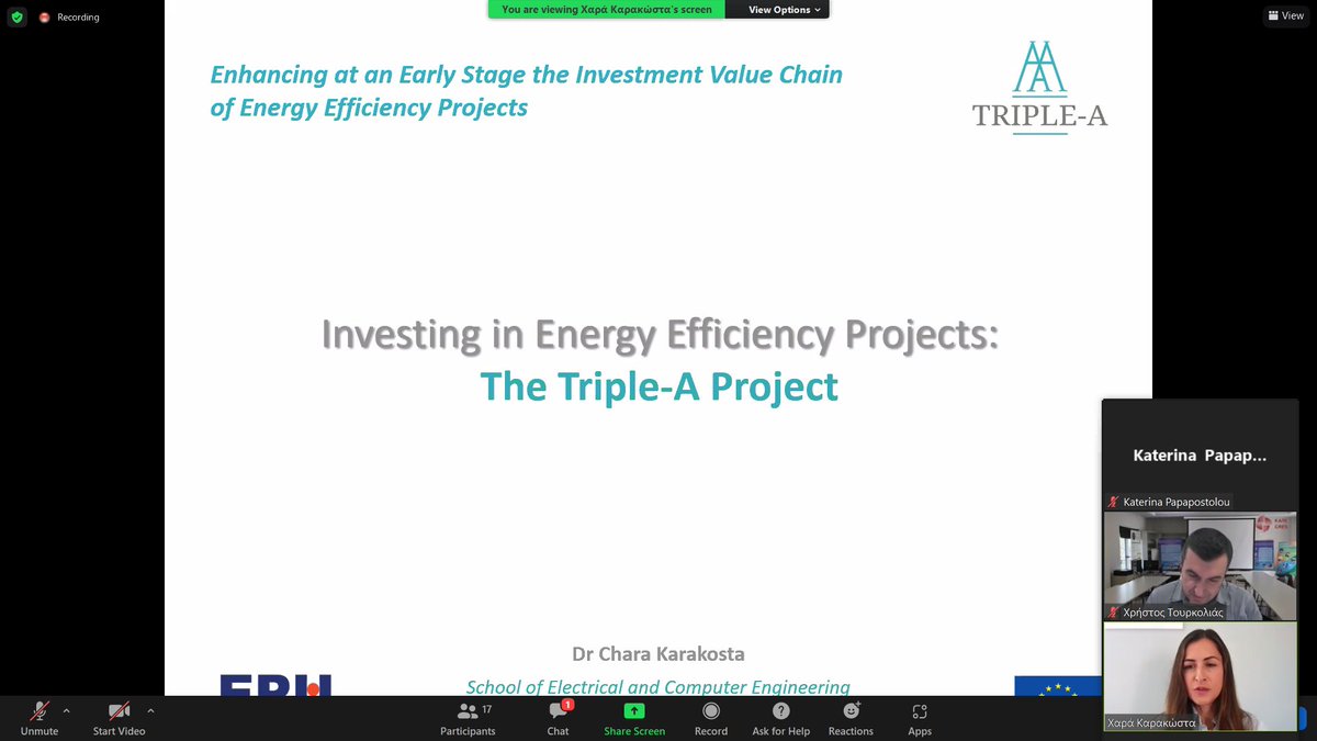 H2020_AAA's tweet photo. Triple-A coordinator @chkara27 succesfully represented Triple-A and participated as a panellist in the session “Taxonomy”, further promoting Triple-A Tools and results from the Assess Tool with regards to the #EU_Taxonomy compliance of the #energy_efficiency project ideas. https://t.co/ndbv3k71bu