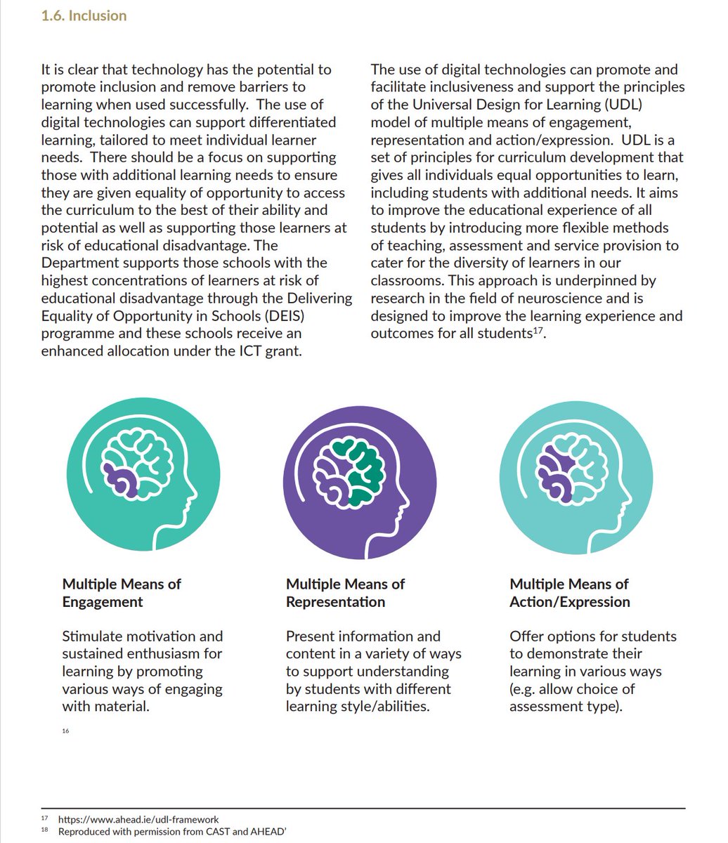 jerwrenn's tweet photo. "The use of digital technologies can promote and facilitate inclusiveness and support the principles of the Universal Design for Learning (UDL) model"
P28, Digital Strategy for Schools 2022-2027
https://t.co/gweJa8Q0CM https://t.co/609f0KL7DV