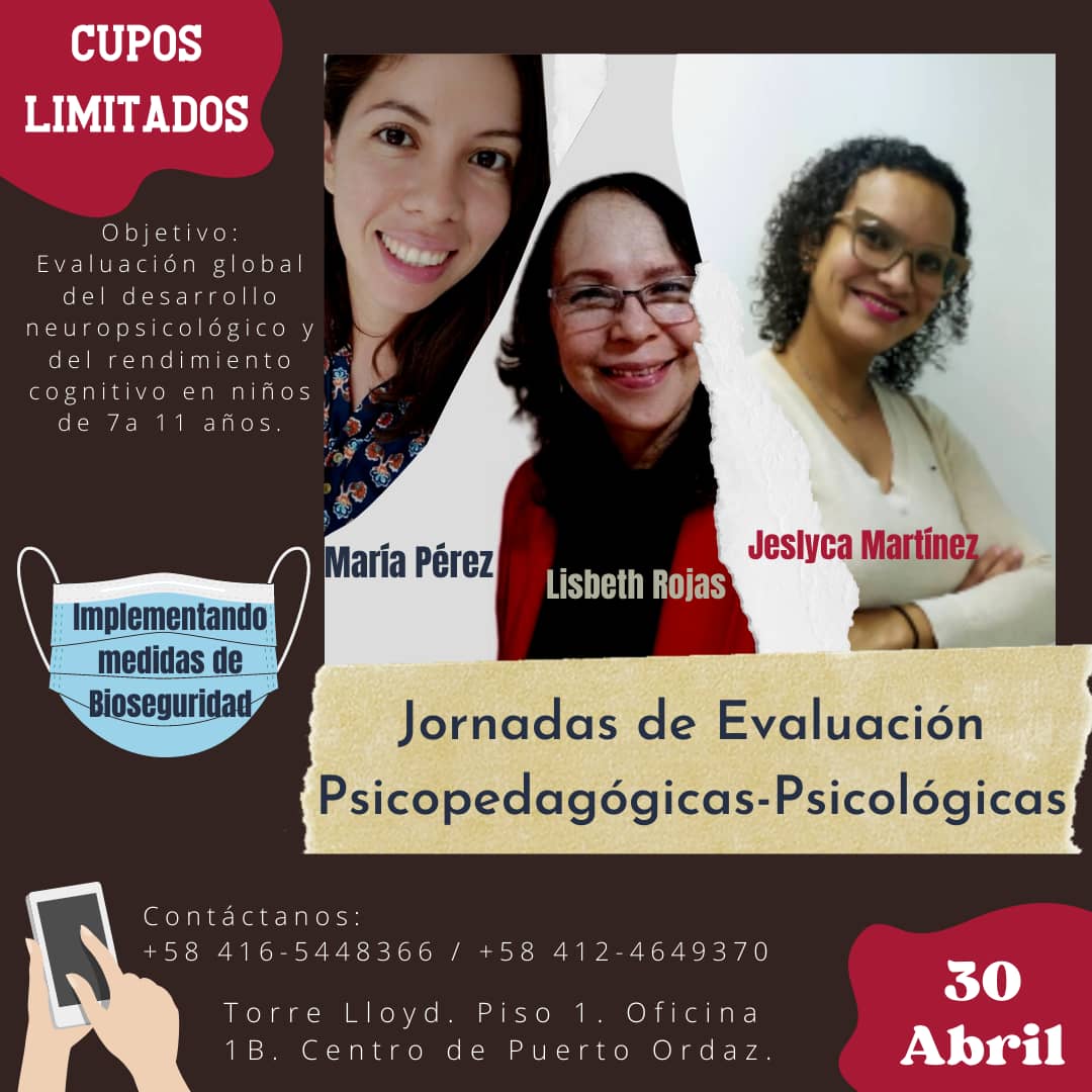 jeslyca's tweet photo. Puerto Ordaz. Cupos limitados. Entregamos un informe integral con la mirada del psicólogo y psicopedagogo. @SoyPuertoOrdaz @DiarioPrimicia @SoyNuevaPrensa @GuayanaNoticias @Rotary @jlsilva10 https://t.co/0Bliyu0V7q