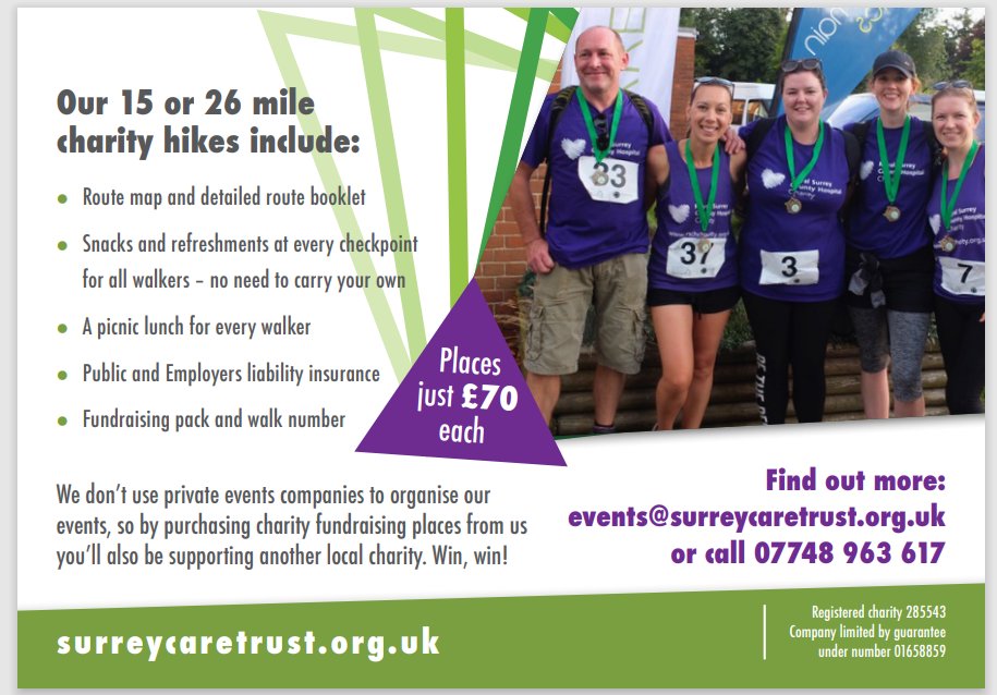 Did you know that the <a href="/SurreyCareTrust/">Surrey Care Trust</a> is celebrating its 40th anniversary?! To celebrate our annual Surrey #5Peaks #Hikeathon will revisit the route of our very first hikeathon from 20 years ago! Register now to avoid disappointment - link in bio. #Surrey #SurreyHills
