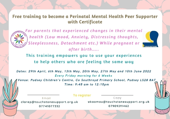 Free training near you, for Parents!
<a href="/touchstone_mp/">MyPlan Perinatal Service - Touchstone (Bradford)</a> <a href="/hmpartnership/">The Hearts & Minds Partnership</a> <a href="/Touchstone_Spt/">Touchstone</a> @cp_touchstone <a href="/DClin_Perinatal/">Perinatal Research: Black Mothers Experiences</a> <a href="/BradfordVDoulas/">Bradford Doulas</a>
<a href="/MindWellLeeds/">MindWell</a> <a href="/LeedsDads/">Leeds Dads</a> <a href="/daddyblues_/">daddyblues</a> <a href="/LeedsPeer/">Leeds Peer Support Network</a> <a href="/pudseycommunity/">Pudsey Community</a> @cp_touchstone <a href="/Netmums/">Netmums</a> <a href="/pudsey_carnival/">Pudsey Carnival</a>