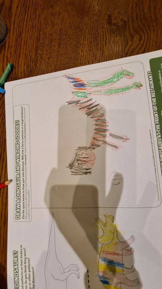 singhrash2009's tweet photo. @benugouk check out the dinosaurs my 7 year old and 4 year old boys drew #trexrestaurant https://t.co/DHKZFCY0pF