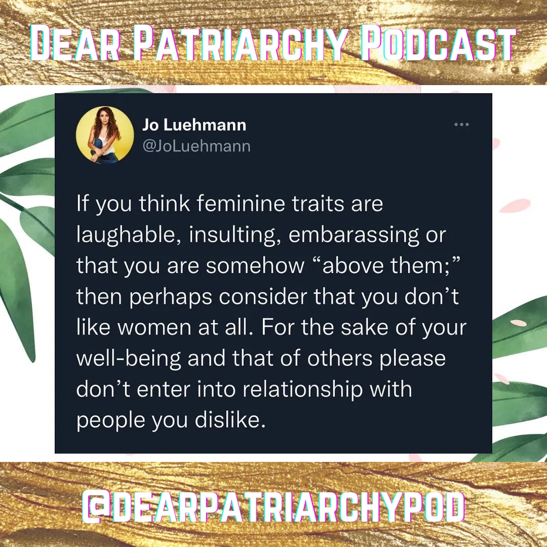 patriarchy_pod's tweet photo. For #thirstythursday the ONLY ☕️ we are drinking is the absolute 🔥 coming from @joluehmann - this breakdown of the patriarchy influences and encouraged the hatred of women is both enraging and beautiful. You should be following her 👀 #feminist #feminism #feministpodcast https://t.co/ryfPWU0o4k