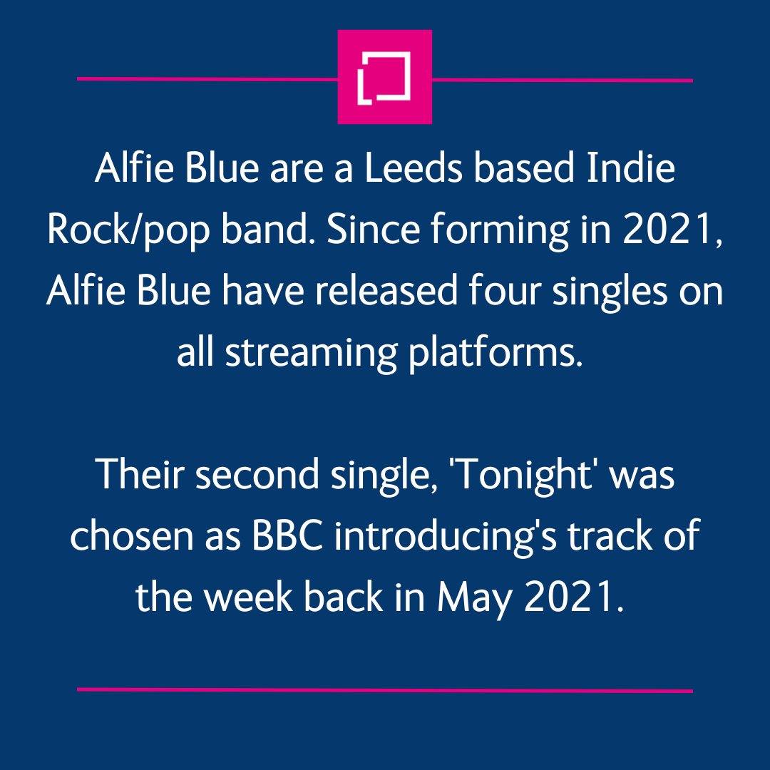 LeedsMusicDrama's tweet photo. Our #FeaturedBand this week is @AlfieBlue8, an indie pop/rock band featuring students from our BA (Hons) Music (Songwriting) programme.
You can catch Alife Blue this year at @SoundCity (1 May), Munro Festival (7 May) and @Oportobar (28 May). https://t.co/wafWaIXbyz