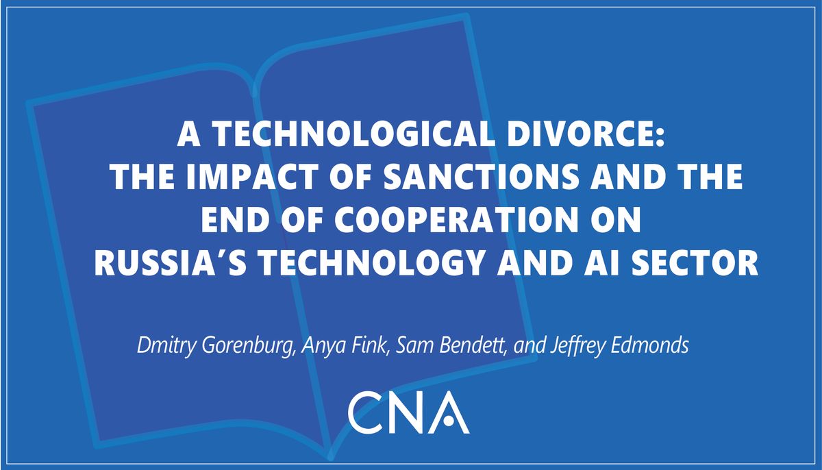 NEW:
'A Technological Divorce: The impact of sanctions and the end of cooperation on Russia’s technology and #AI sector,' by #Russia experts @russmil, @AnyaFink, @SamBendett, and @jeffaedmonds. 

Read their analysis here:
bit.ly/3M9kFxb
#RussiaUkraine #RussiaAI