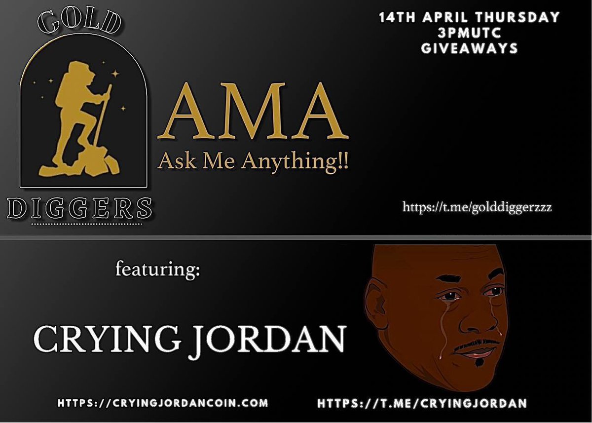 Let's go for the next round!

We got an AMA today with an interesting community. Join us if you can, we will record it and post it later too. It will be an interactive community talk with giveaways included 

THURSDAY - APRIL 14 
03 pm UTC
t.me/golddigerzzz