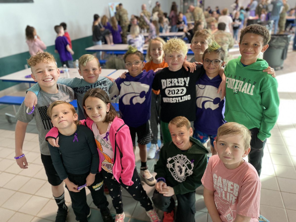 DerbySchoolsKS's tweet photo. Are you wearing purple for military kids today? 

#MonthOfTheMilitaryChild https://t.co/87uIgdKnXA
