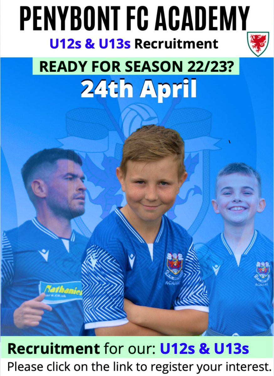 WE ARE RECRUITING FOR OUR U12s AND U13s 🔵 ⚽️

This is for the 22/23 Season. 

Please click on the link below to register and for more information✅

forms.office.com/Pages/Response…