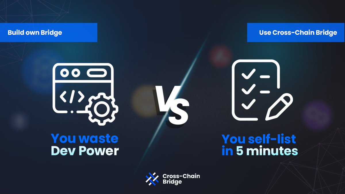 CCB_Bridge's tweet photo. New content series here to prove to every project that Cross-Chain Bridge is the best solution 🔥

By choosing https://t.co/9IU0YNW2ad you can self-list your token in 5 minutes &amp; save development capacity to focus on your own project.

🔗 More details: https://t.co/OGdQbLnycg https://t.co/5Q2TihHafD