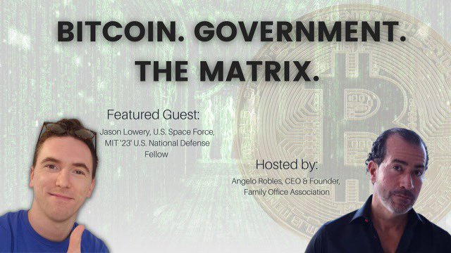 familyoffice's tweet photo. This is among my favorite interviews ever… it features @jasonplowery it’s a long form interview on Bitcoin. Proof of Work. Government. CBDC. The Matrix. So much more! 

https://t.co/l2MlTHY9up

#bitcoin #investing #space #military #cbdc https://t.co/zLEpbcvdEj