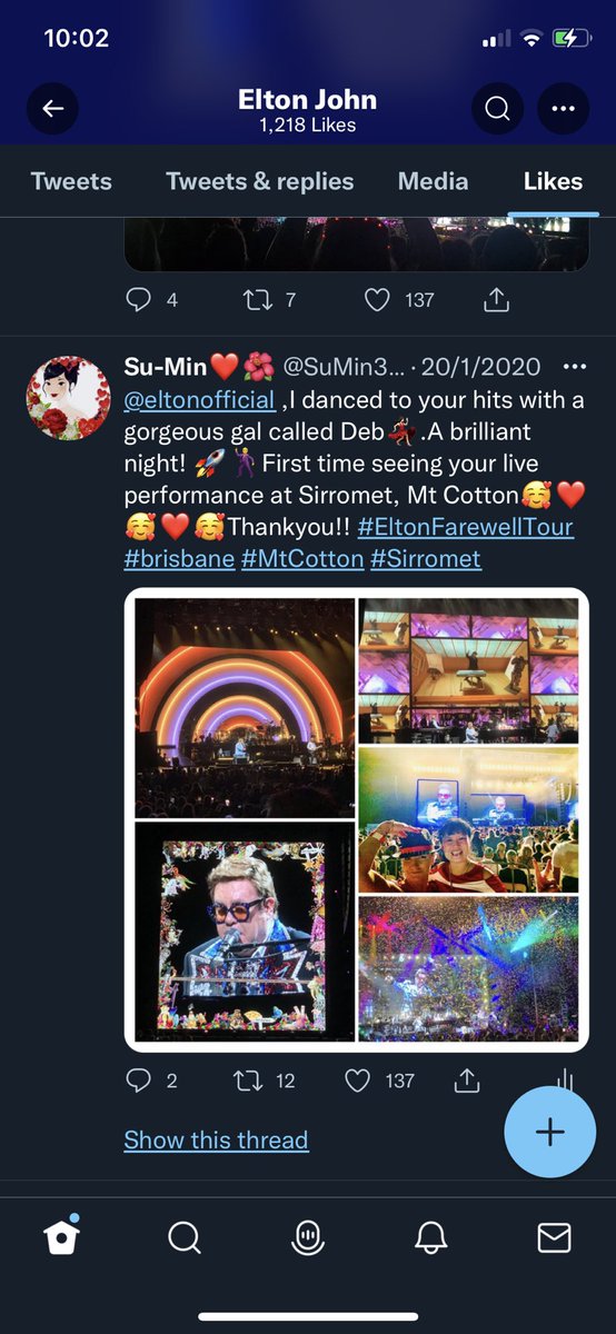 ___SuMin__'s tweet photo. @eltonofficial I remember when you retweeted this! Such a fab night❤️@eltonofficial #EltonFarewellTour #MtCotton #Sirromet https://t.co/N3yBvLZHix