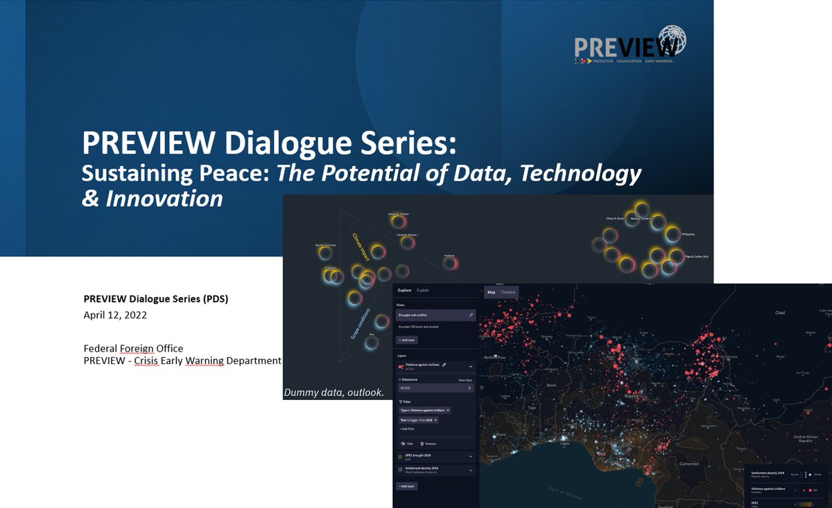 AA_stabilisiert's tweet photo. On Tuesday, PREVIEW initiated the Dialogue Series 2022. Establishing an open-source data science project with contributions from international experts, we will visualise climate change effects and conflict dynamics to support political decision-making #ClimateAndStability https://t.co/lkOXjMS4it
