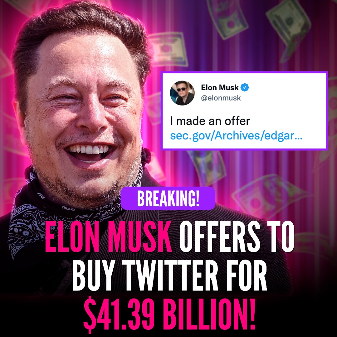 Elon Musk is offering to buy 100% of Twitter for $54.20 per share, in cash! Yes, "420". The total amount is $41.39B.

"Its potential is to be the platform for free speech, but I now realize the company will not serve this imperative. Twitter needs to be a private company."