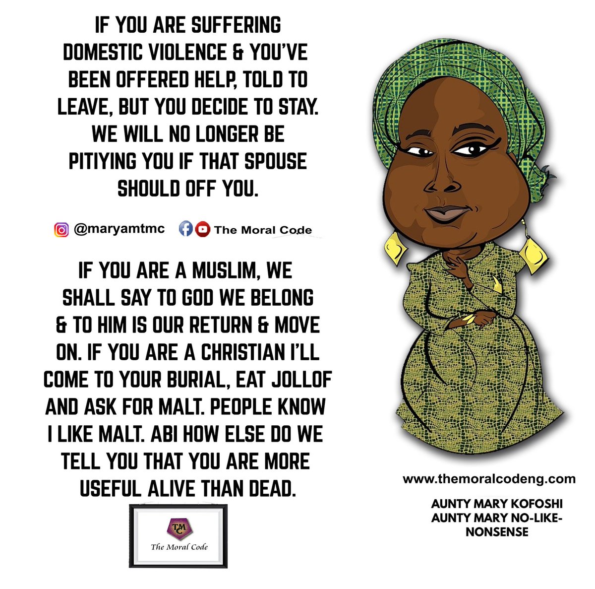 Maryam4TMC's tweet photo. If you don't paint the impending danger to some, they don't seem to get it. All choices and decisions have consequences. ๐คท๐พโโ๏ธ #themoralcode @abujastreets https://t.co/bFtbaXCYEb