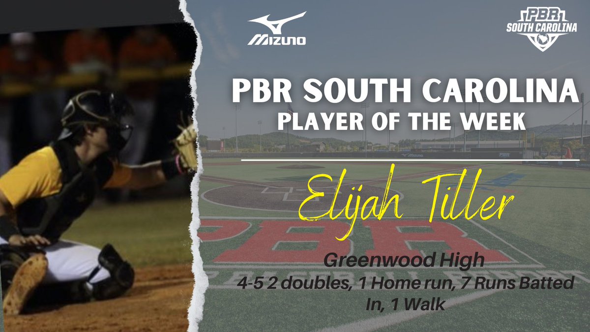 PBR South Carolina Weekly Honors
April 4th-April 9th

Pitcher of the Week- Colin Elmore <a href="/ColinElmore5/">Colin Elmore</a> 
 <a href="/HHSRamsBaseball/">Hillcrest Baseball</a> 
 
 Player of the Week- Elijah Tiller <a href="/elijahtiller4/">elijah tiller</a> 
 <a href="/GHS_Eagles/">Geneva Baseball</a> 
 
🔗:prepbaseballreport.com/news/SC/2022-H…